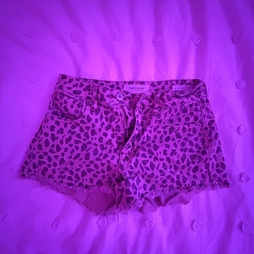pacsun leopard print jean shorts high rise festival short size 23